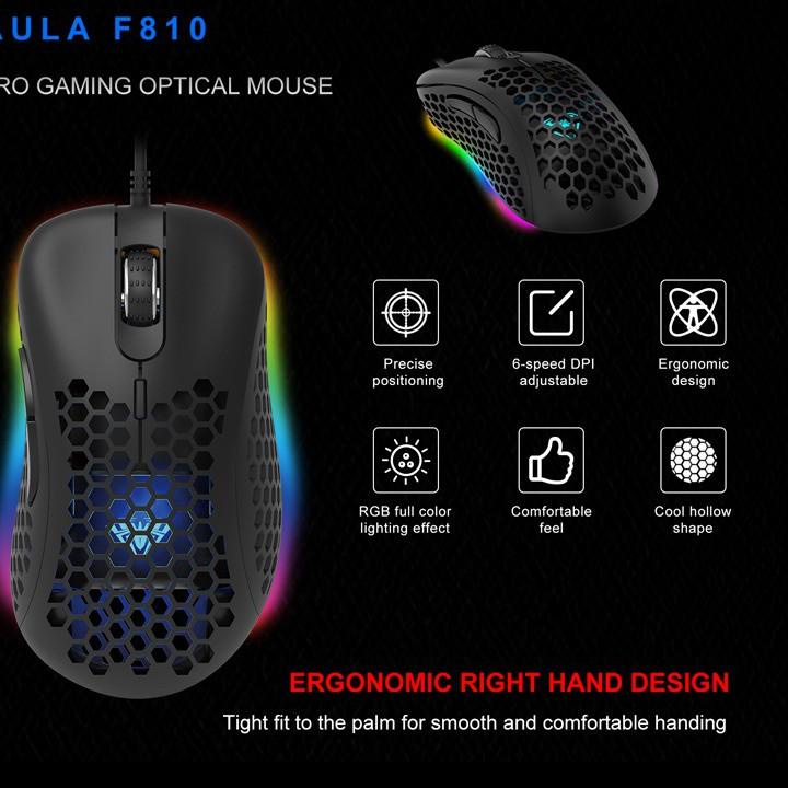 Sale✅⭐-Mouse Gaming Honey Comb AULA F-810 RGB lighting  - 6400DPI - Macro System - 7 Buttons - Fine 