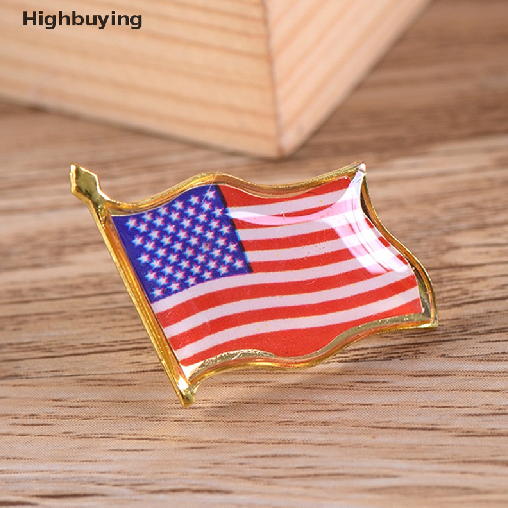 Hbid Bendera Amerika Kerah Melambai Pin Bangga USA Tie Tack Badge Bag Bros Dekorasi Hadiah Glory