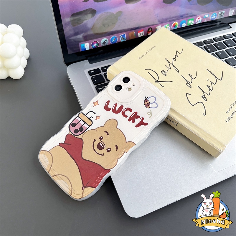 Realme C35 C33 C31 C30 C30s 10 9 Pro+ C21 C21Y C25Y C25 C25s C20 C20A C17 Realme C15 C12 C11 8 8i 7i 5 5i 5s 6i C3 Narzo 50 50i 50A Prime Kartun Beruang Lucu Casing Ponsel Wave Edge Shockproof Soft Case