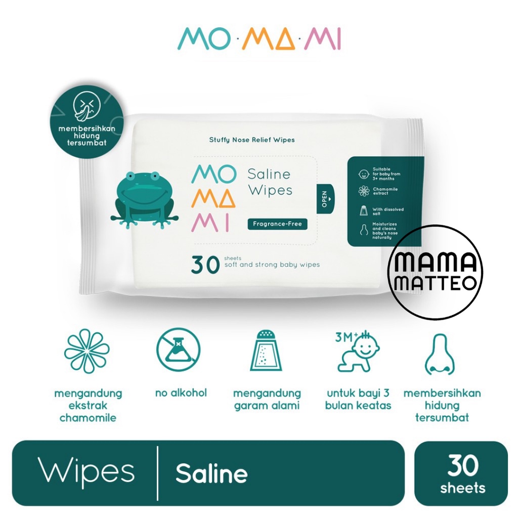 MOMAMI Saline Wipes 30 Sheets / Tisu Garam Baby Tissue Basah Bayi Anti Flu Pilek Hidung Tersumbat Mengencerkan Lendir