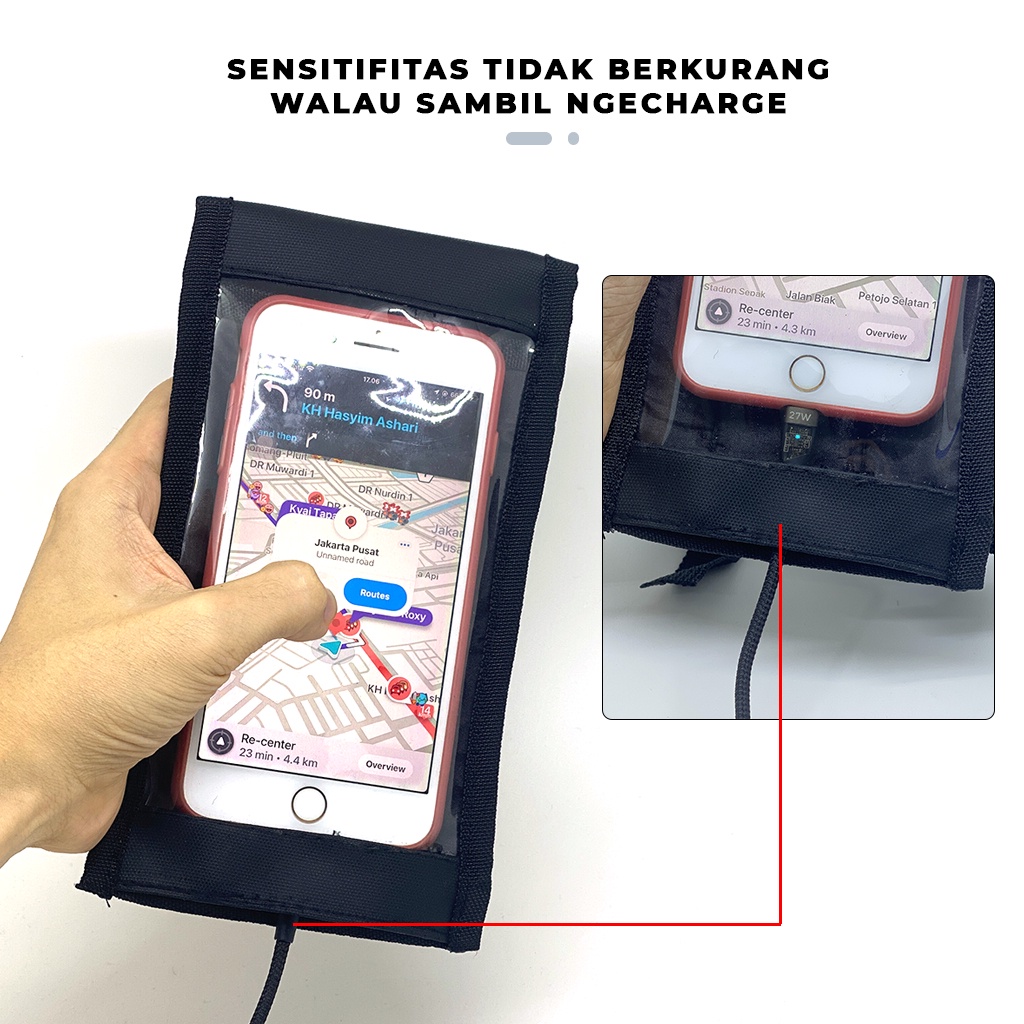 Tas Holder Hp Motor Waterproof Sarung Handphone Stang Sepeda Cover Pelindung Ponsel Hape Ojol Aman Anti Air | GROSIRXPRESS