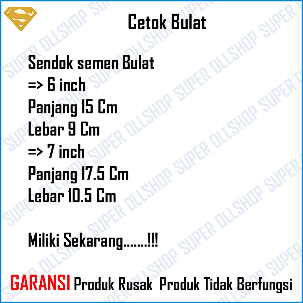 Sendok Semen Gagang Kayu Bulat 6 inch 7 inch / Cetok Semen Galur Skop Kecil