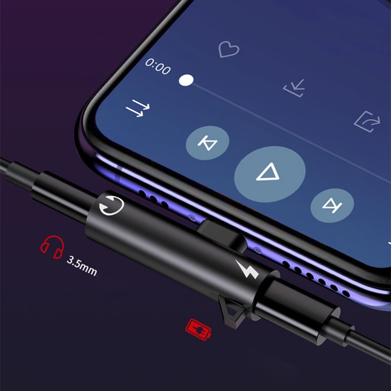 Lightning to Audio Adapter splitter Konverter Dual Konektor Audio Phone 7 8 Plus XS Max Lightning Kabel