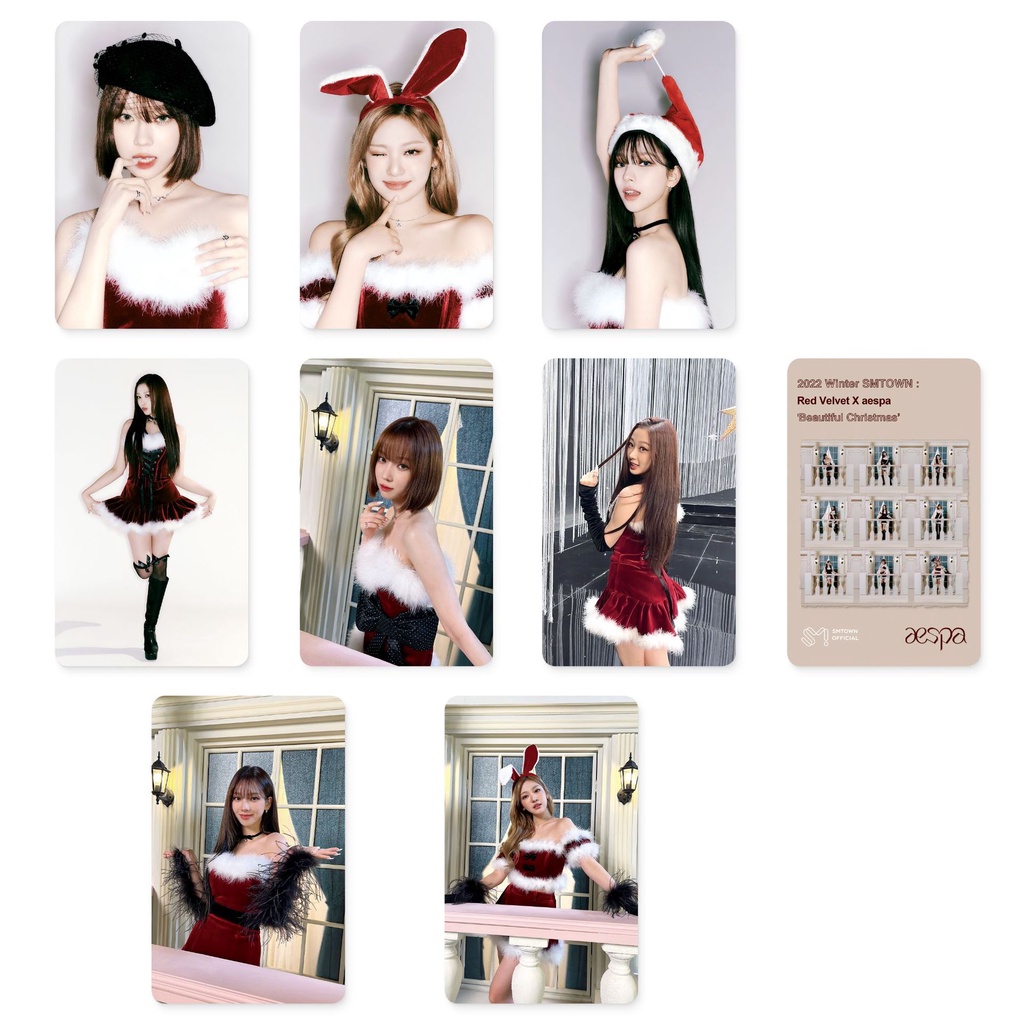 8pcs / set Aespa 2022 SMTOWN Beautiful Christmas Photocards Aespa X Red Velvet Lomo Cards NINGNING KARINA GISELLE WINTER Kpop Postcards