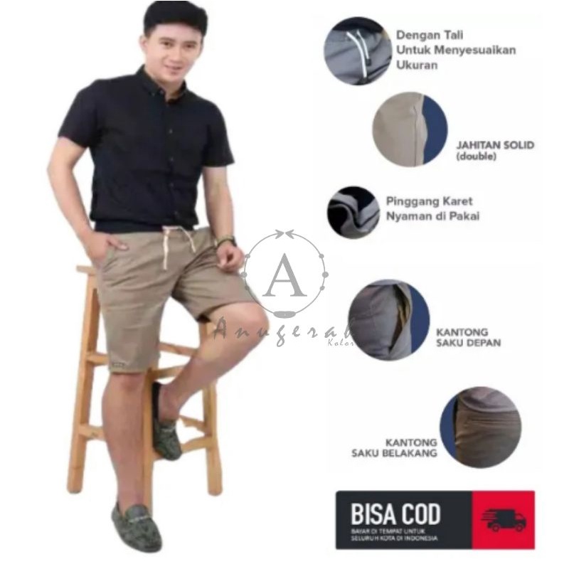 CELANA CHINOS PENDEK PRIA DEWASA 100RIBU DAPAT 4PCS // SHORT PANTS CHINOS DISTRO RIB SURFING PINGGAN