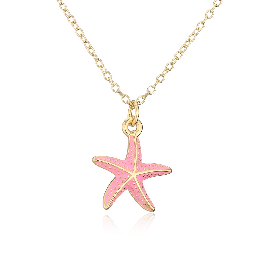 [COD Tangding] Vintage Starfish Pendant Kalung Wanita Gadis Fashion Menetes Minyak Klavikula Rantai Perhiasan