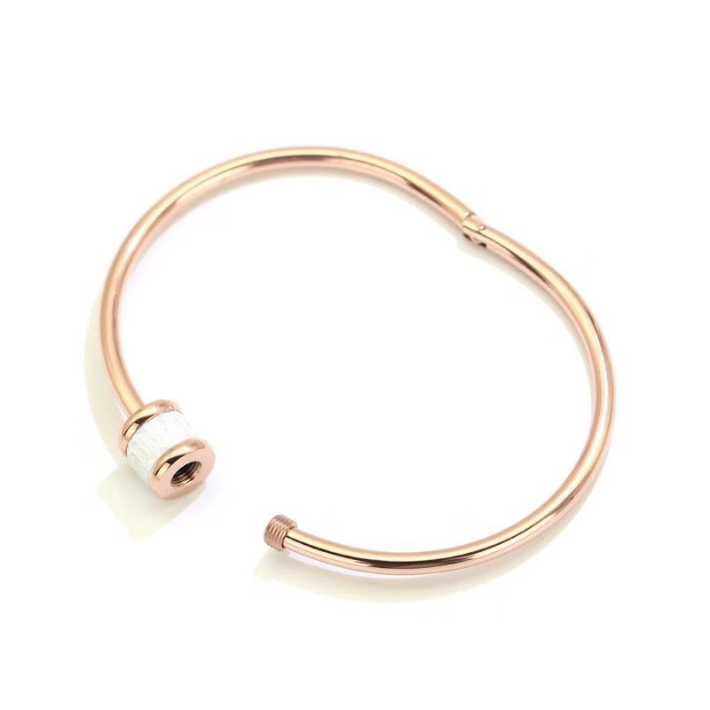 Gelang Tangan Titanium Steel Lapis Rose Gold 18K Hias Batu Kristal Es Gaya Jepang Korea Selatan