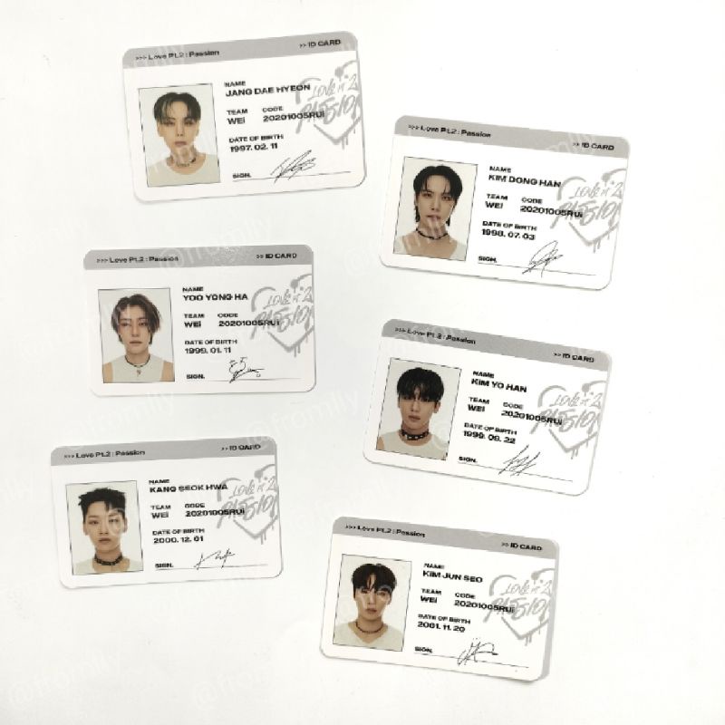 [READY] WEi Love Pt.2 Passion Album ID Card Daehyeon Donghan Yongha Yohan Seokhwa Junseo