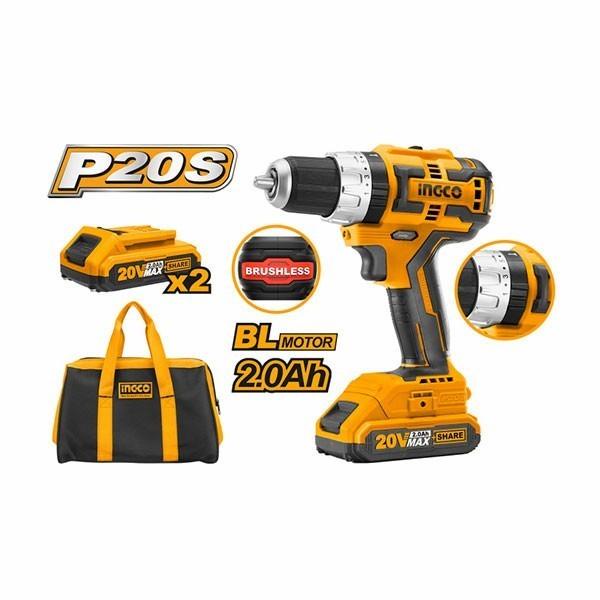 Ingco Cidli20608 Brushless Impact Drill 13Mm Bor Tembok Beton Baterai Kualitas Terbaik