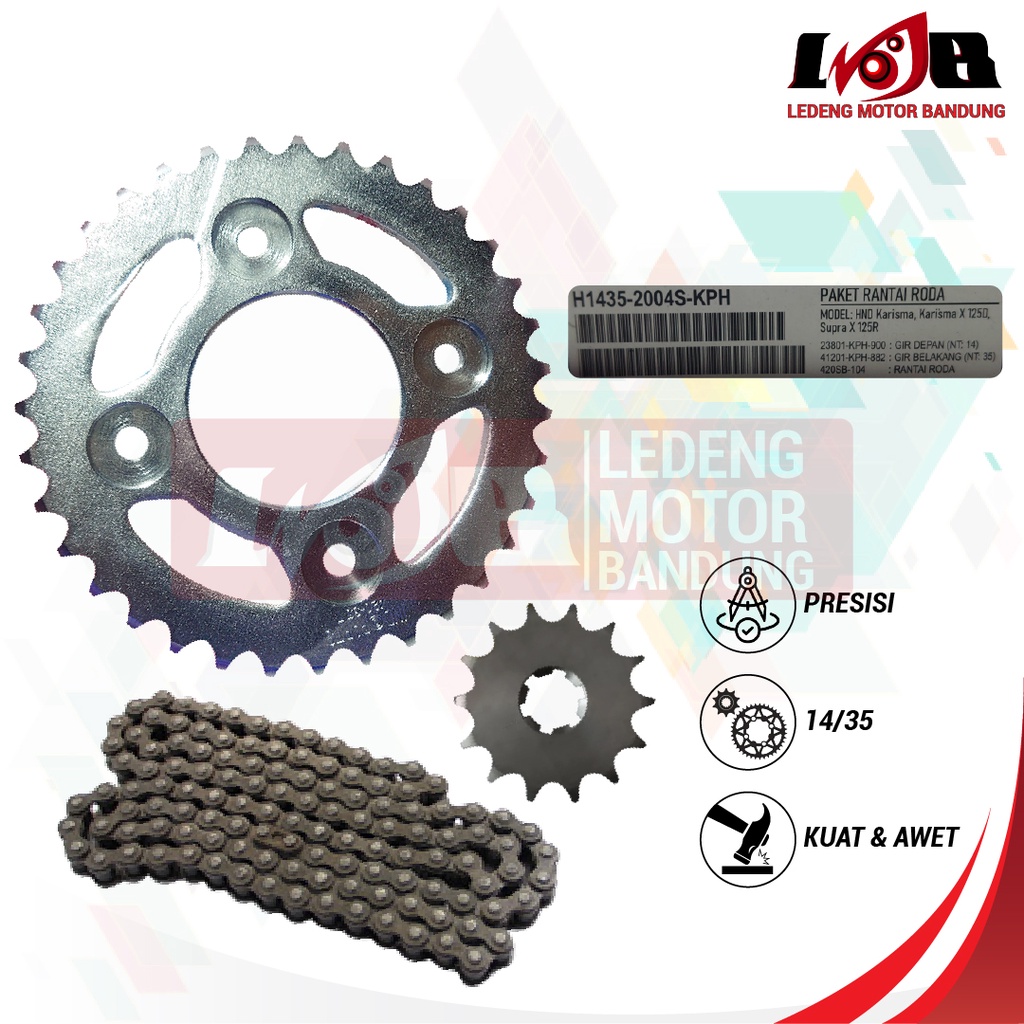 INDOPARTS Gear Set Karisma Supra x 125 Rantai Girset Gir Depan Belakang