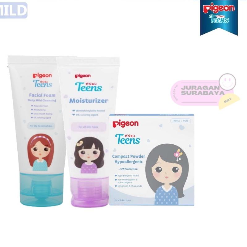 ☄ PIGEON TEENS Paket 3 Daily Remaja ( Daily 40ml+Moisturizer+Bedak UV Natural ) ←