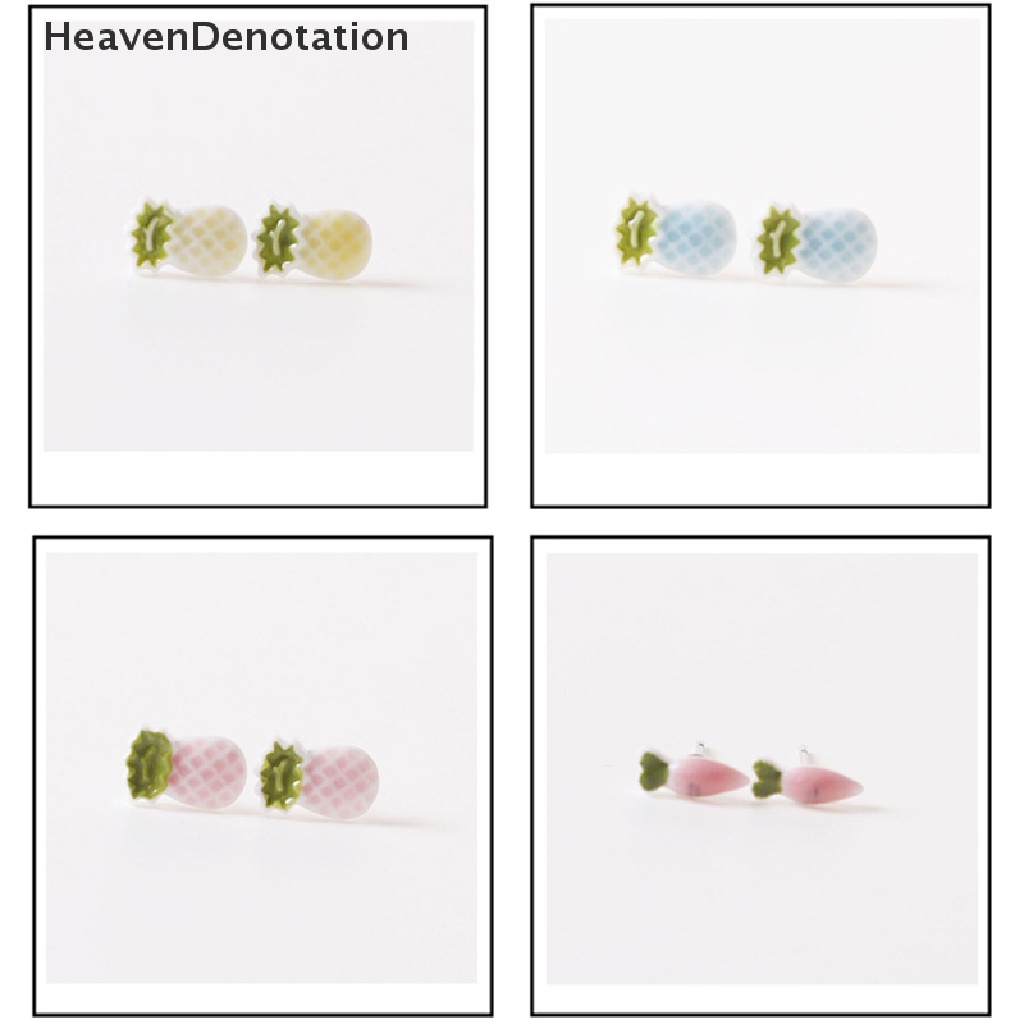 [HeavenDenotation] 1pasang Pernak Pernik Keramik Manis Kecil Segar Buah Anting Telinga Lucu Kecil Perempuan Stud Earrings Indah Perhiasan Pesta Aksesoris Fashion HDV