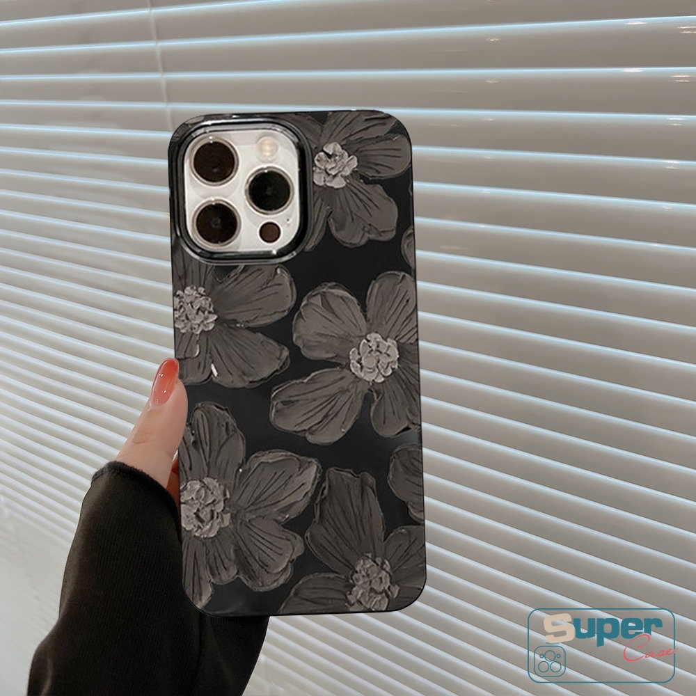 Glossy Soft Tpu Case Kompatibel Untuk IPhone 7Plus XR 11 7Plus 12 13 14 Pro Max 7 8 14 Plus X XS Max SE 2020 Retro Lukisan Minyak Bunga Halus Ponsel Penutup Belakang