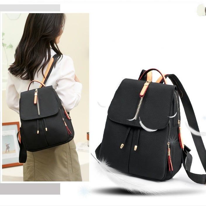 TAS RANSEL WANITA IMPORT ANTI AIR HITAM FALCONA TA741B5 BACKPACK CEWEK KOREA GENDONG SEKOLAH KULIAH KERJA KEKINIAN PUNGGUNG BATAM BRANDED REMAJA SIMPLE PREMIUM