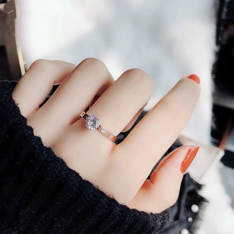 Cincin Carat Dengan Lampu Led | Cincin Bahan Titanium Steel Aksen Berlian | Kotak Hadiah Untuk Hadiah | Cincin Bahan Stainless Steel