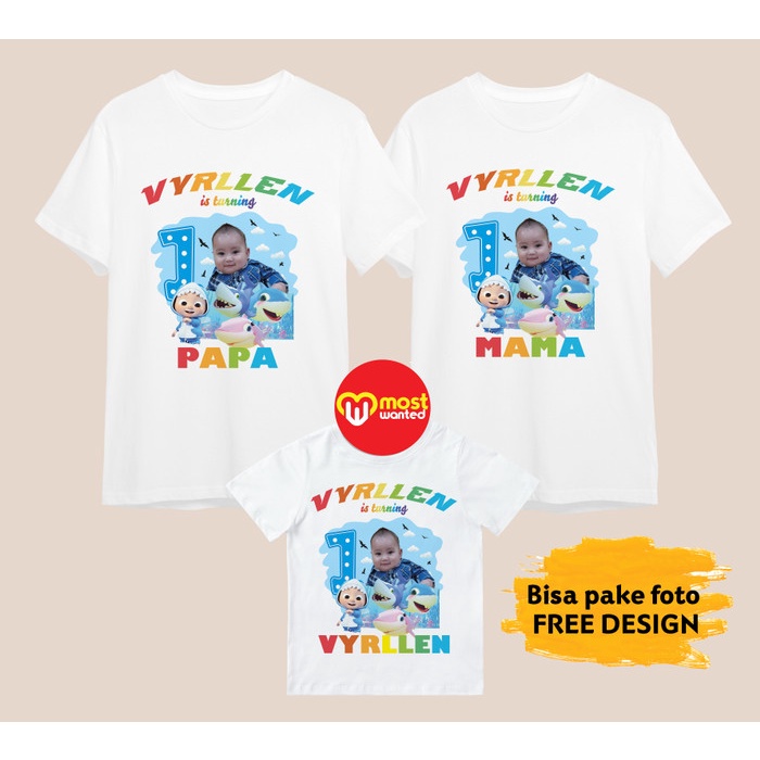 Baju Couple Keluarga Kaos Family Ulang Tahun Motif Baby Shark BS5 - 2