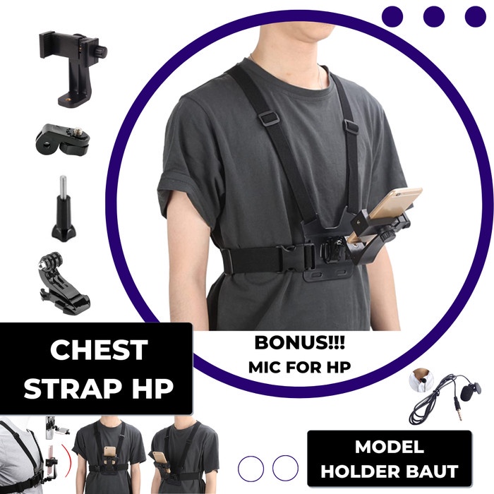 Strap Chest Strap For Handphone With Holder Mounting Model Baut Clip Hp Dada