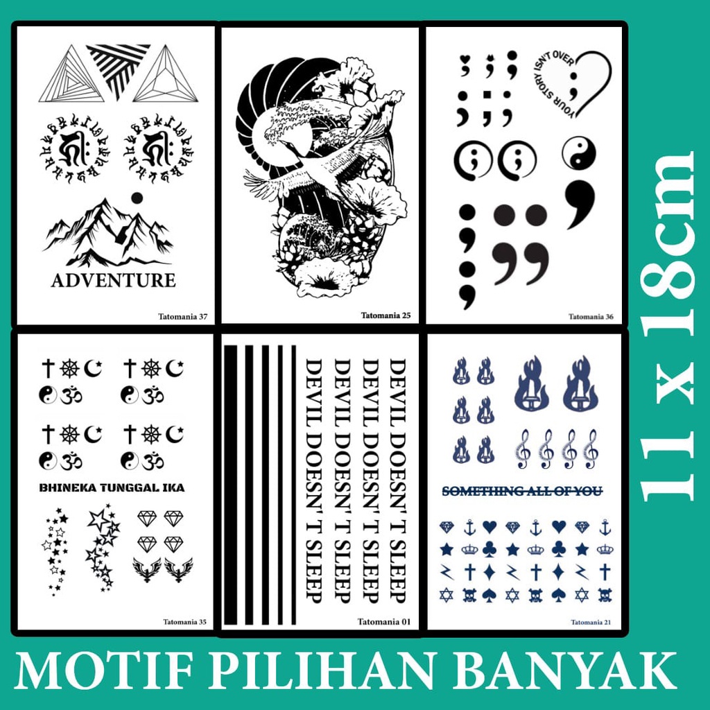 IF-Stiker tato temporer semi permanen anti air seri tatomania