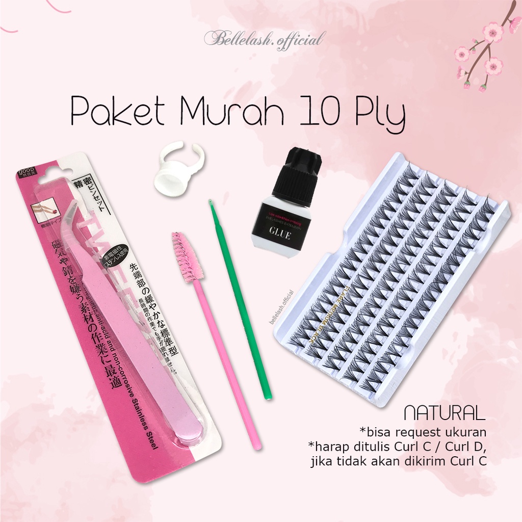 Paket Cantik Eyelash Extension Bulumata Tanam 10ply