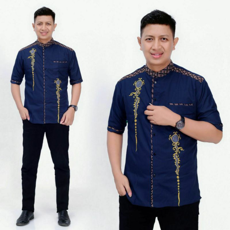 Baju Koko Pria Bordir Syubbanul Muslimin Koko Azzahir Koko Kurta Lengan Pendek
