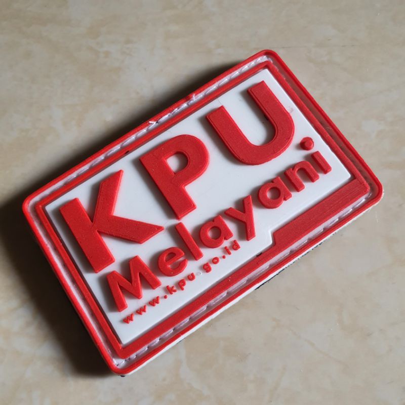 patch rubber logo kpu melayani / komisi pemilihan umum / pemilu / tempelan emblem karet velcro