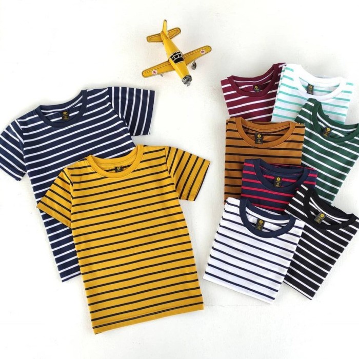 Kaos salur  Anak Laki Laki Unisex Umur 1-10 Tahun Bahan Katun Combed 30s