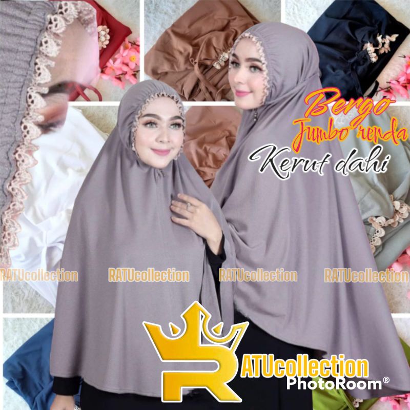 jilbab instan bergo jumbo tali renda kerut dahi ORI KARTIKA