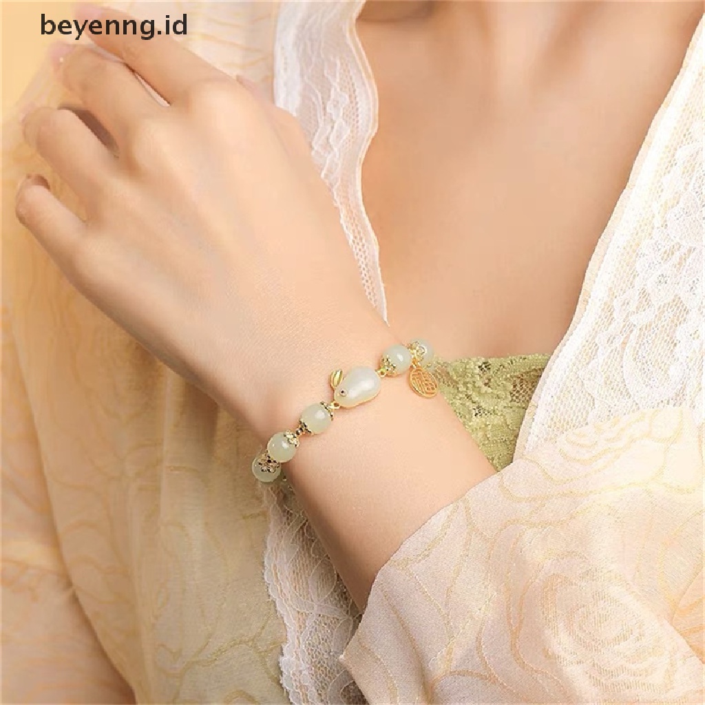 Beyen Berkah Pasangan Beruntung Kaca Persahabatan Kelinci Gelang fashion Manik Batu Alam Untuk Wanita Perhiasan Hadiah ID