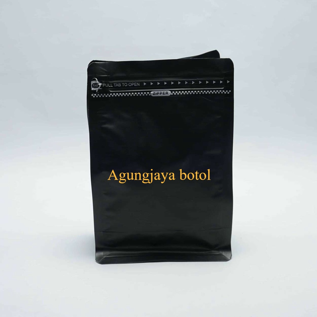 Flat Bottom Import Hitam Series /  Plastik  / Plastik Kemasan / Kemasan Kopi / Kemasan Snack /Flat B