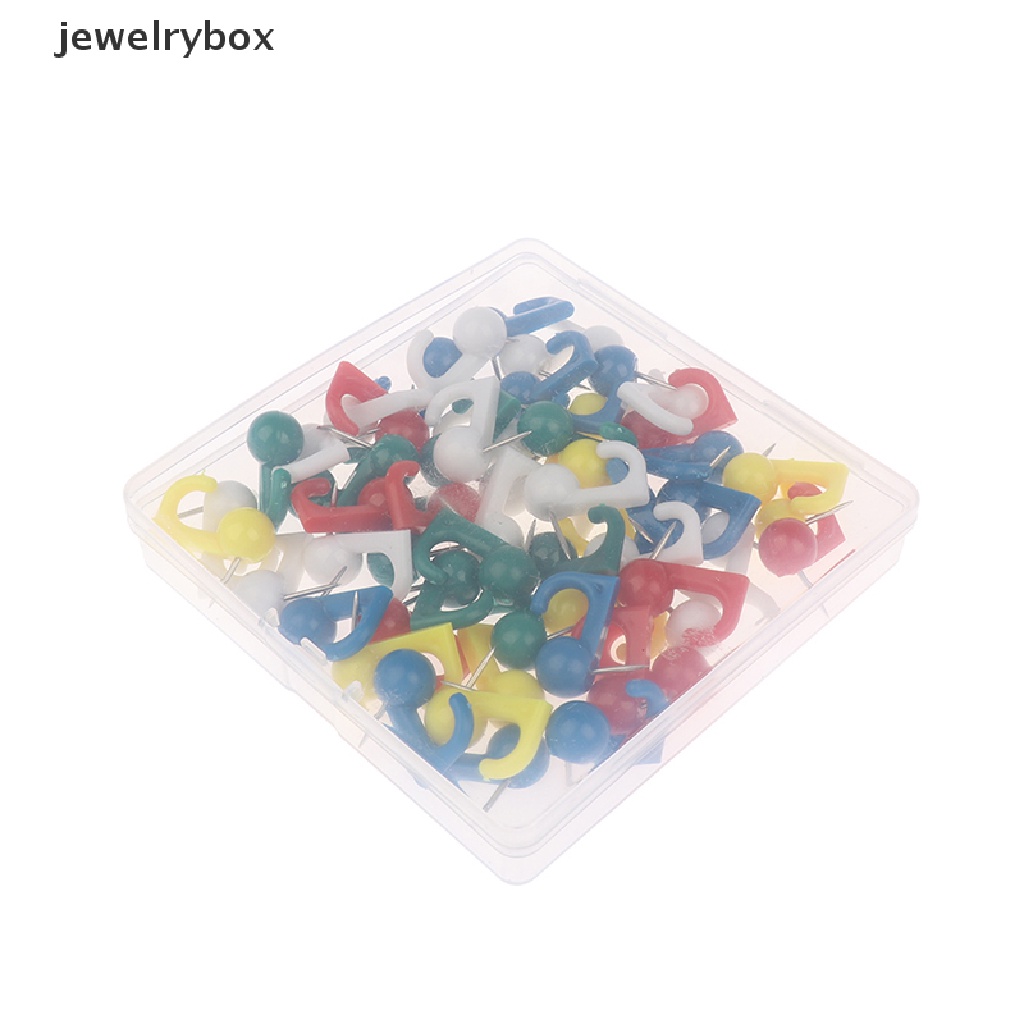 [jewelrybox] 50pcs/box Kepala Bulat Plastik Push Pin Hooks Hanging Kit Thumb Tacks Boutique