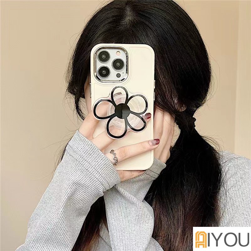 Flowers Casing Ponsel Untuk IPhone 14 Pro Max12 11 Pro Max13X XS XR 7 8 Plus SE 2020 Lembut TPU Bening Shockproof Cover Dengan Bracket