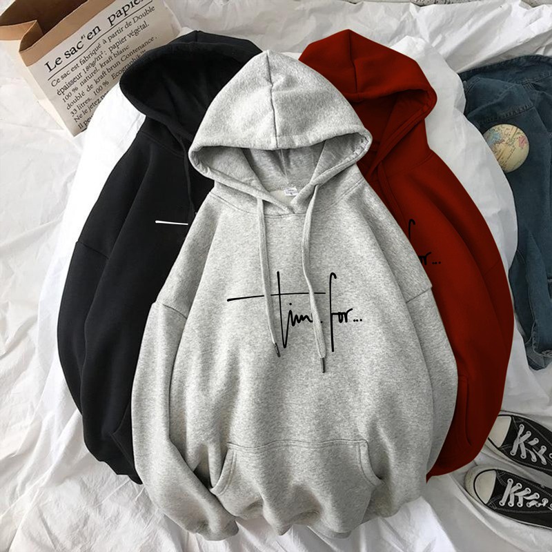 Parisdivarious Sweater Hoodie Jemper Time For Bahan Fleece Size S - XXL (Pria &amp; Wanita)