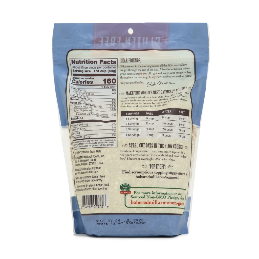 

✨NEW✨ -Bob's Red Mill Gluten Free Steel Cut Oats 680 gr- 1.1.23