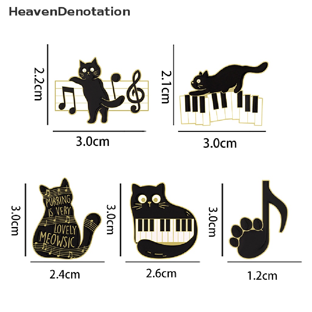 [HeavenDenotation] Piano Kunci Hitam Dan Putih Kucing Bros Enamel Pin Kitty Paw Black Cat Brooch Lapel Badge Fashion Kartun Hewan Dekorasi Medali Perhiasan HDV