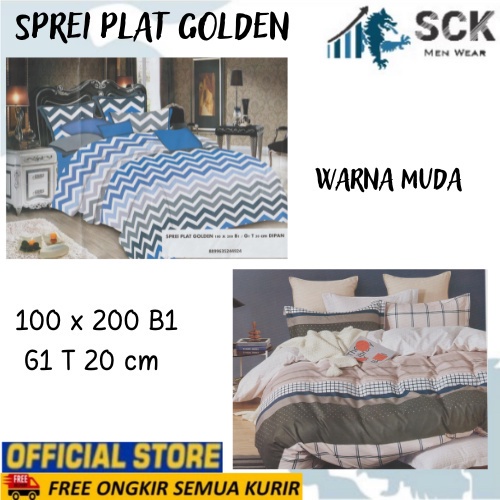 SPREI GOLDEN kamar Plat GOLDEN B1 ukuran 100 x 200cm Bantal 1 Guling 1 Motif Kombinasi Bahan Microfiber