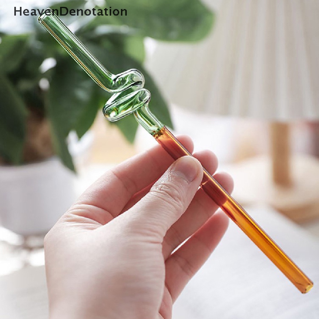 [HeavenDenotation] Sedotan Kaca Twist Reusable Straw Tahan Panas Glass Straw Tangkai Panjang Staws HDV