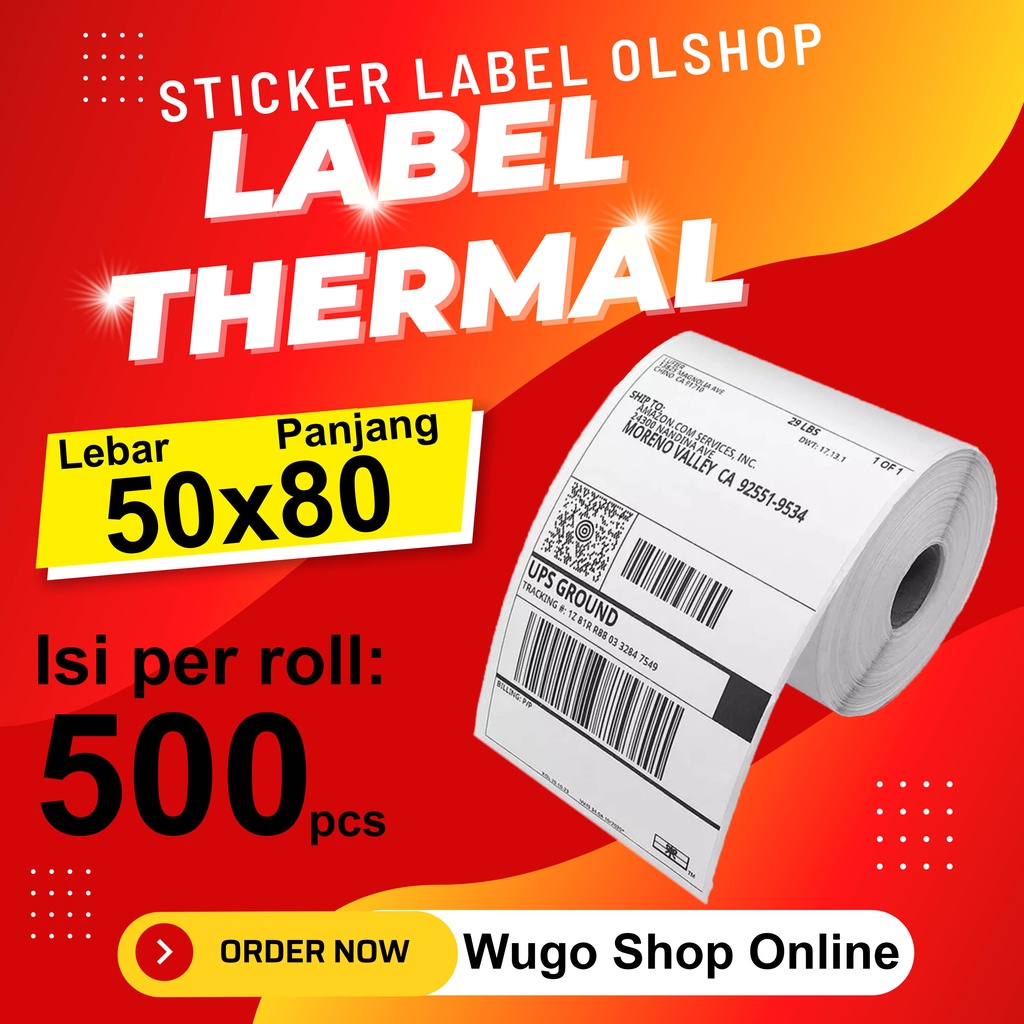 

LABEL BARCODE 50 X 80 mm Isi 500 pcs KERTAS STICKER DIRECT THERMAL