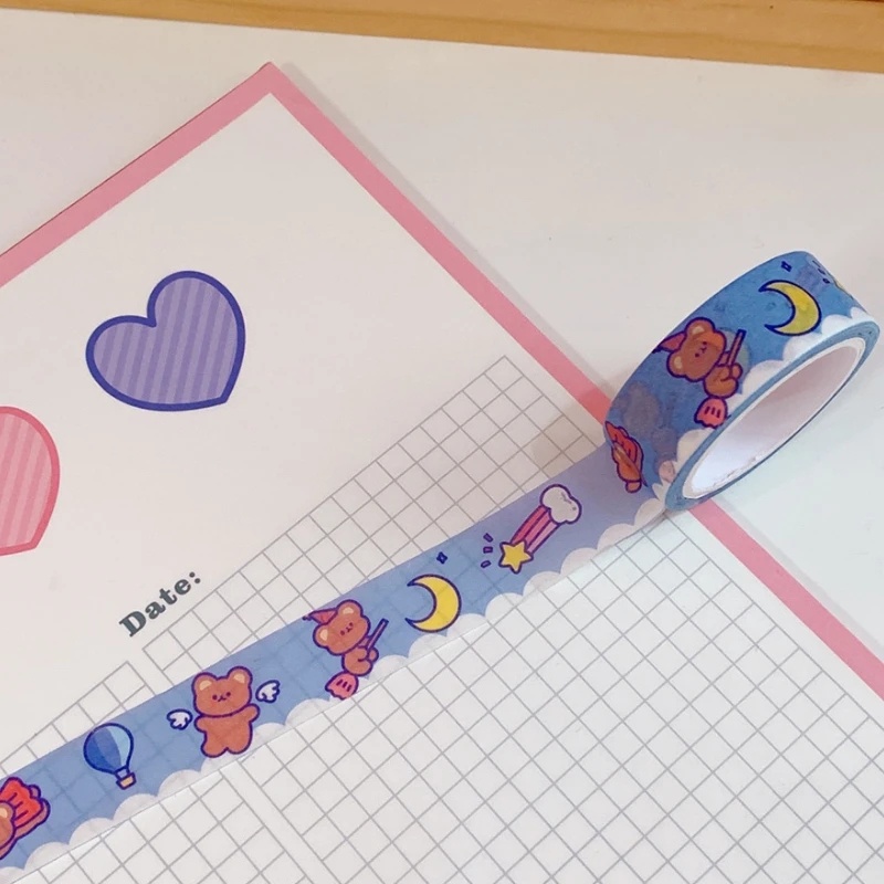 Kartun Beruang Kelinci Masking Tape/Scrapbooking Diary Jurnal Stiker Perekat Dekoratif/Hadiah Alat Tulis Sekolah DIY