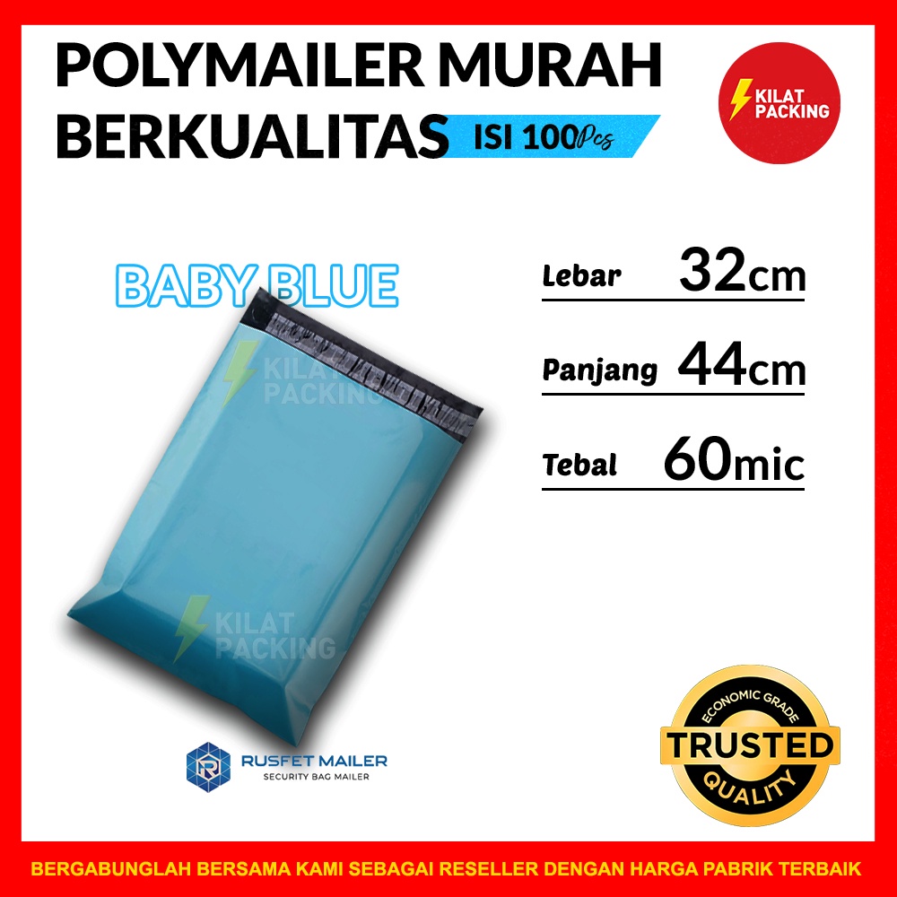 

POLYMAILER EKONOMIS BABY BLUE 32CM x 44CM - PLASTIK PACKING ISI ±100 LEMBAR - HARGA DIJAMIN TERMURAH