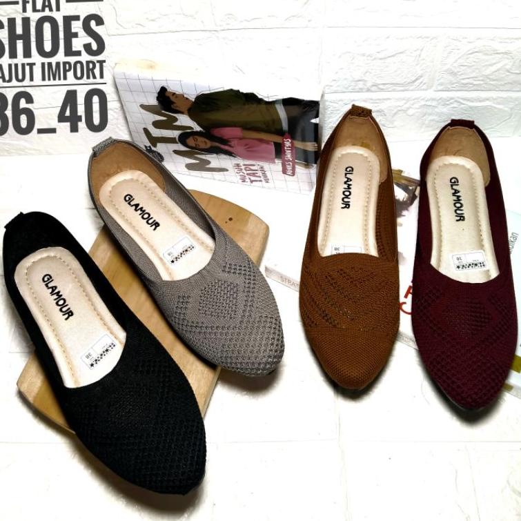 TERLARIS sepatu flat rajut import glamour