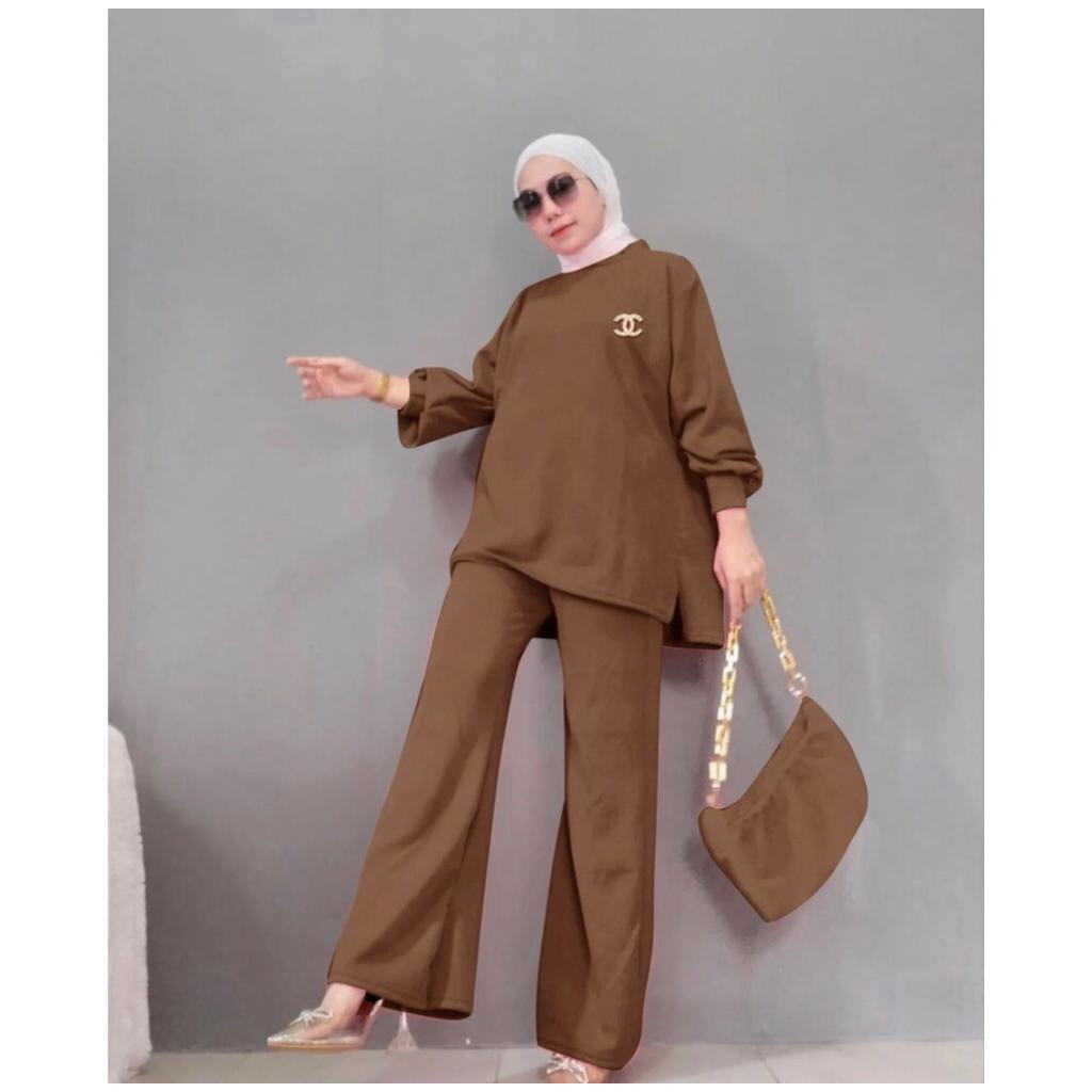 SETELAN KULOT + SWEATER BALON / SETELAN KULOT / SETELAN KEKINIAN / KULOT + BLOUS RAJUT DEWASA