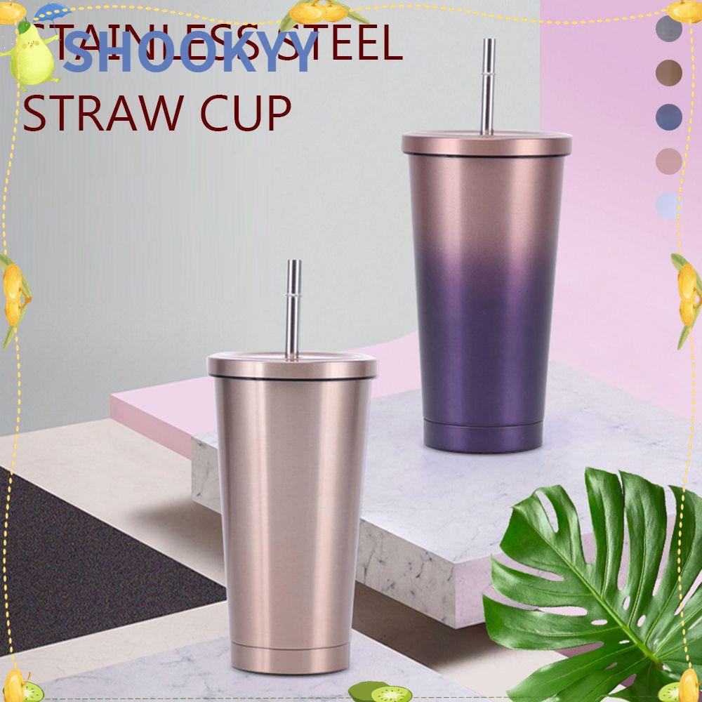 Chookyy 500ML Straw Cup Gelas Minum Jus Kopi Tumbler Vacuum Flask