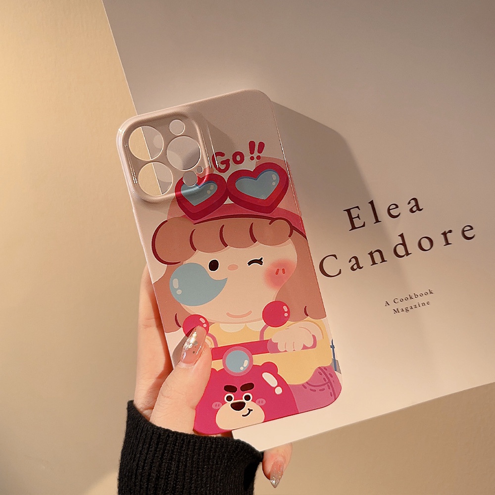 IPHONE Kartun Keren Motor Cewek Kamera Lensa Pelindung Hard Phone Film Case Covers Untuk Iphone7 8 PLUS X XR XS 11 12 13 14 PRO MAX SE 2020