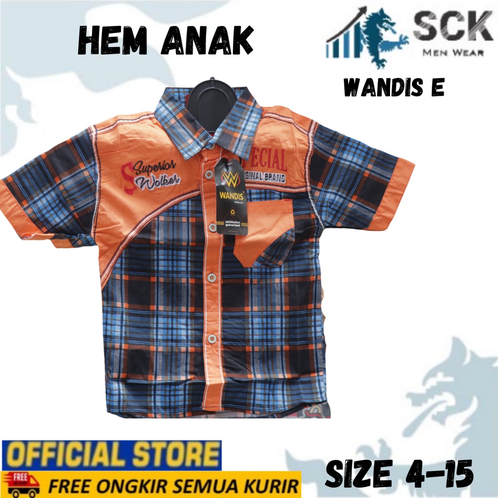 Kemeja Anak Wandis Motif E Corak Lengan Pendek Usia 2-10Th (13-15)