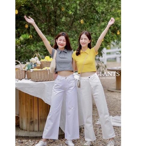 ➵ ATASAN GIANTS BASIC CROP KERAH KAOS CROP IMPORT BANGKOK (BJGB385) ☊