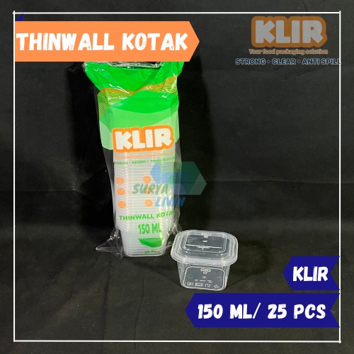 Thinwall Kotak 150 ml (25 pcs) Klir / Thinwall Square / Kotak Kecil