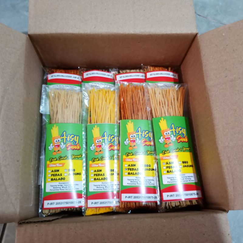

Paket mie lidi isi 50 pcs 30 gram termurah Aisy Snack