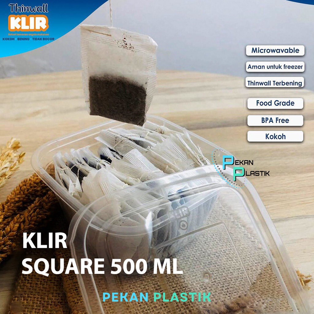 Thinwall Kotak 500 ml (25 pcs) Klir / Thinwall Square / Kotak Kecil