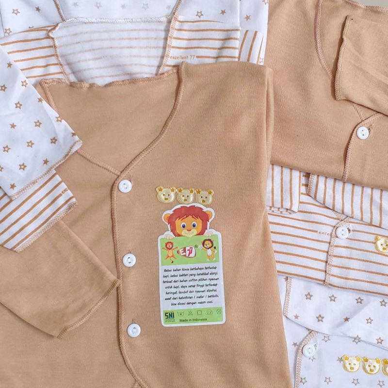 (6 Pcs) Baju Bayi E77 Kemeja Tangan Panjang SNI Newborn 0-6 Bulan | Baju Bayi Baru Lahir Excellent 77