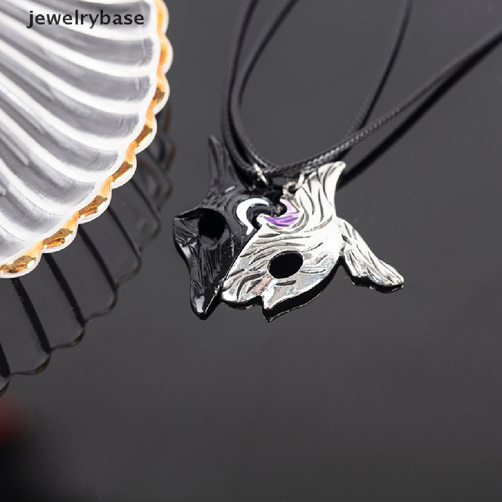 [jewelrybase] 1pasang League Of Legends Gaya Domba Dan Serigala Liontin Kalung Misterius Splicing Liontin Perhiasan Asimetris Domba Serigala Liontin Pribadi Hewan Topeng Dua Warna Nec